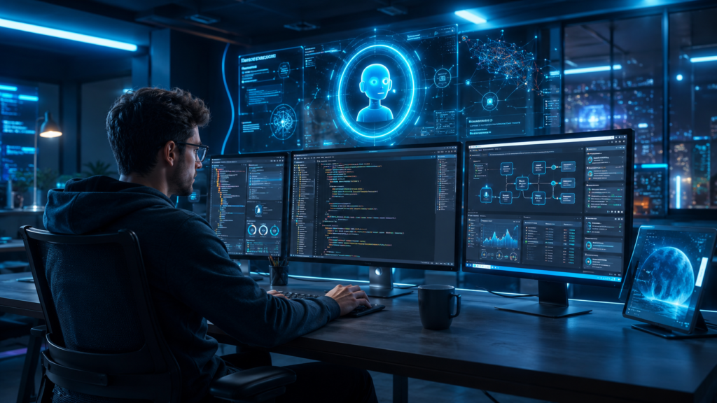 ChatGPT for programming futuristic workspace