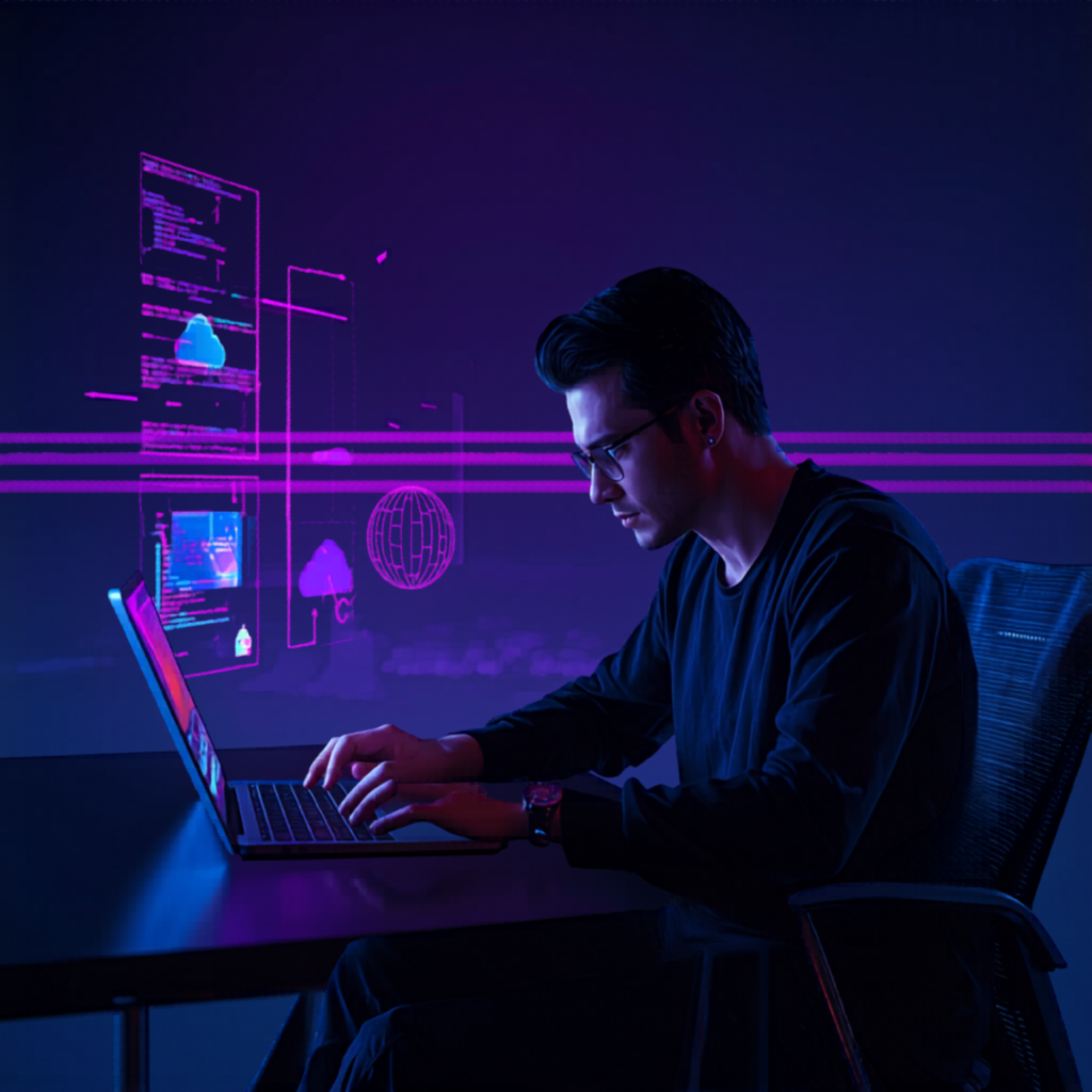 AI tools for developers futuristic workspace